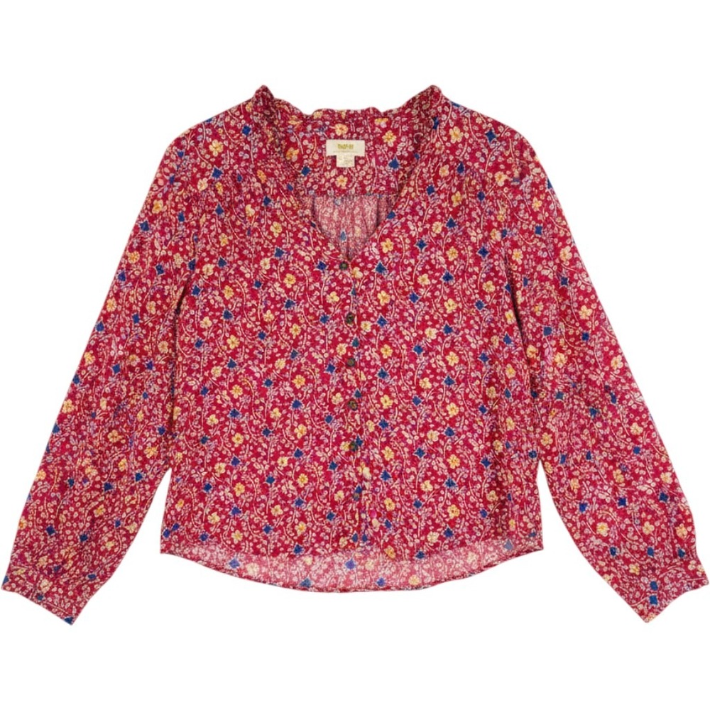 Maeve Anthropologie Floral Star Blouse Pink 14 Boho Whimsical Celestial Indie